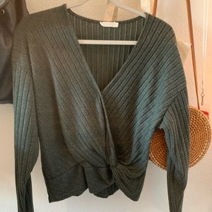 Soft green wrap top